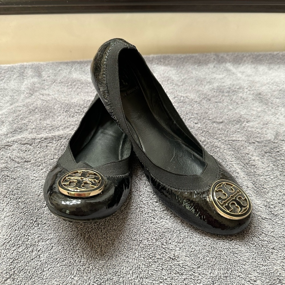 Tory Burch Glossy Black Flats